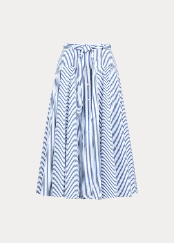 Women's Polo Ralph Lauren Striped Cotton A-Line Skirts | 243158EAD